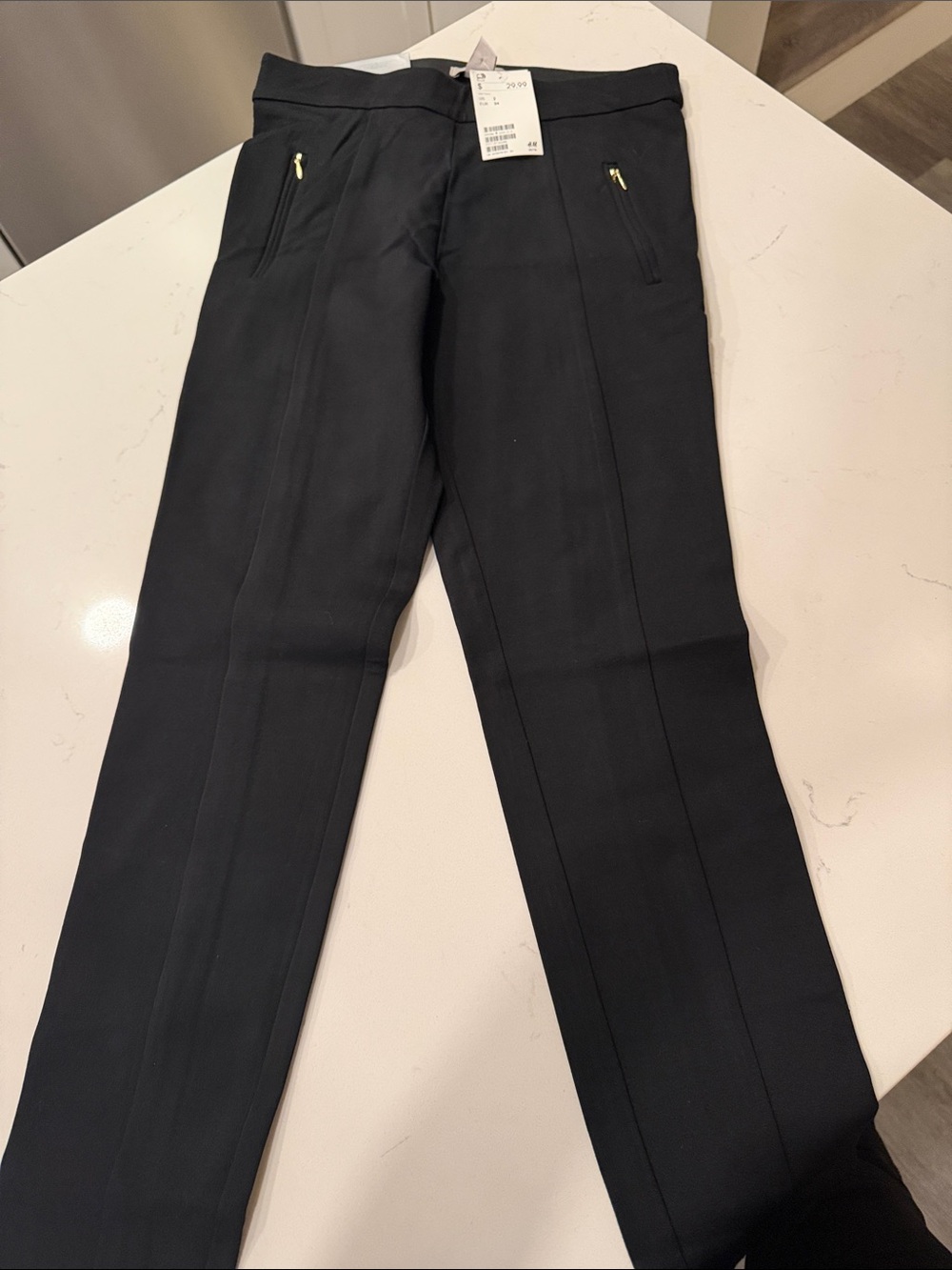 H&M Black Dress Pants with Gold Zipper Detail